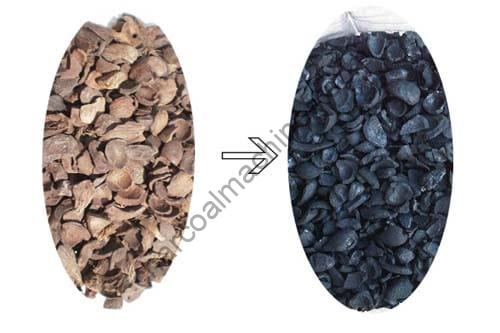 Turn palm shell into charcoal
