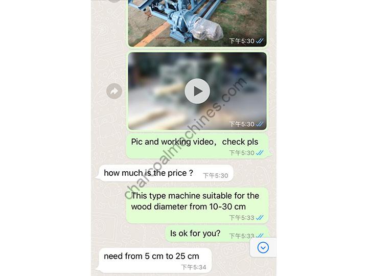 customer communication for wood peeling machine