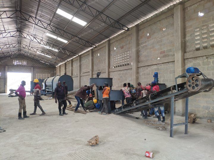 charcoal machine installation in Uganda factory