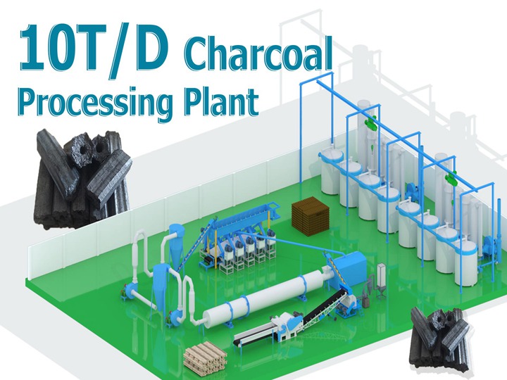 3D Animation for 10T/D Hexagonal Charcoal Processing Plant Design
