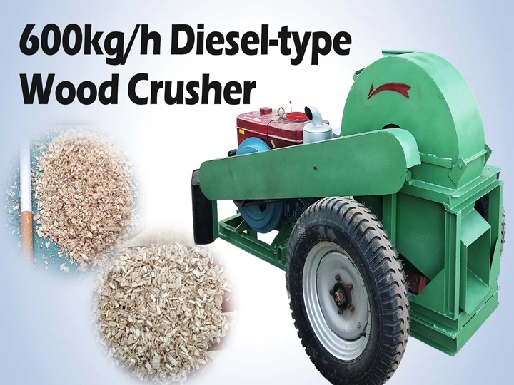 600kg/h Diesel Wood Shredder Machine Production Test