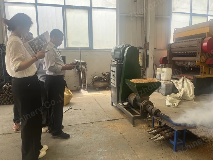 Indonesia customer visit for sawdust briquette machine